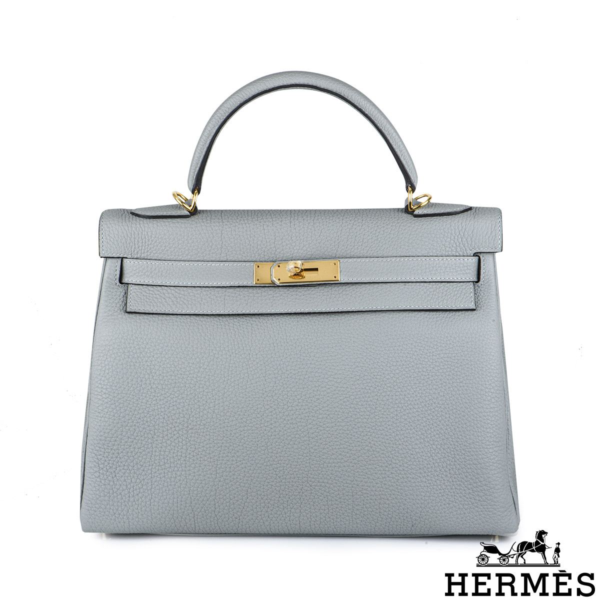 Hermes Kelly bag 25 Retourne Gris mouette Togo leather Silver hardware